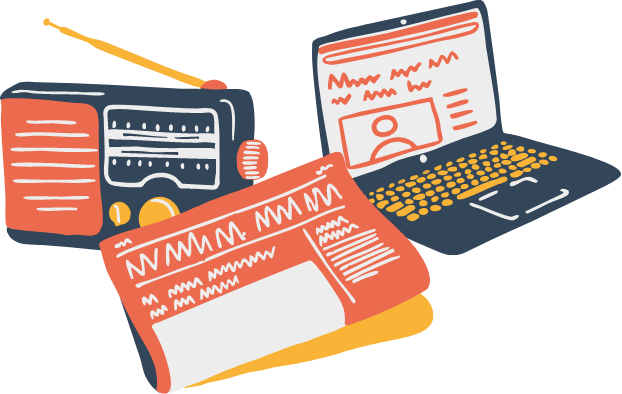 Ilustración medios: prensa, radio y digital